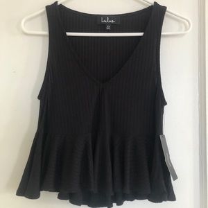 Lulu’s Gwynne ribbed v-neck ruffled cropped tank